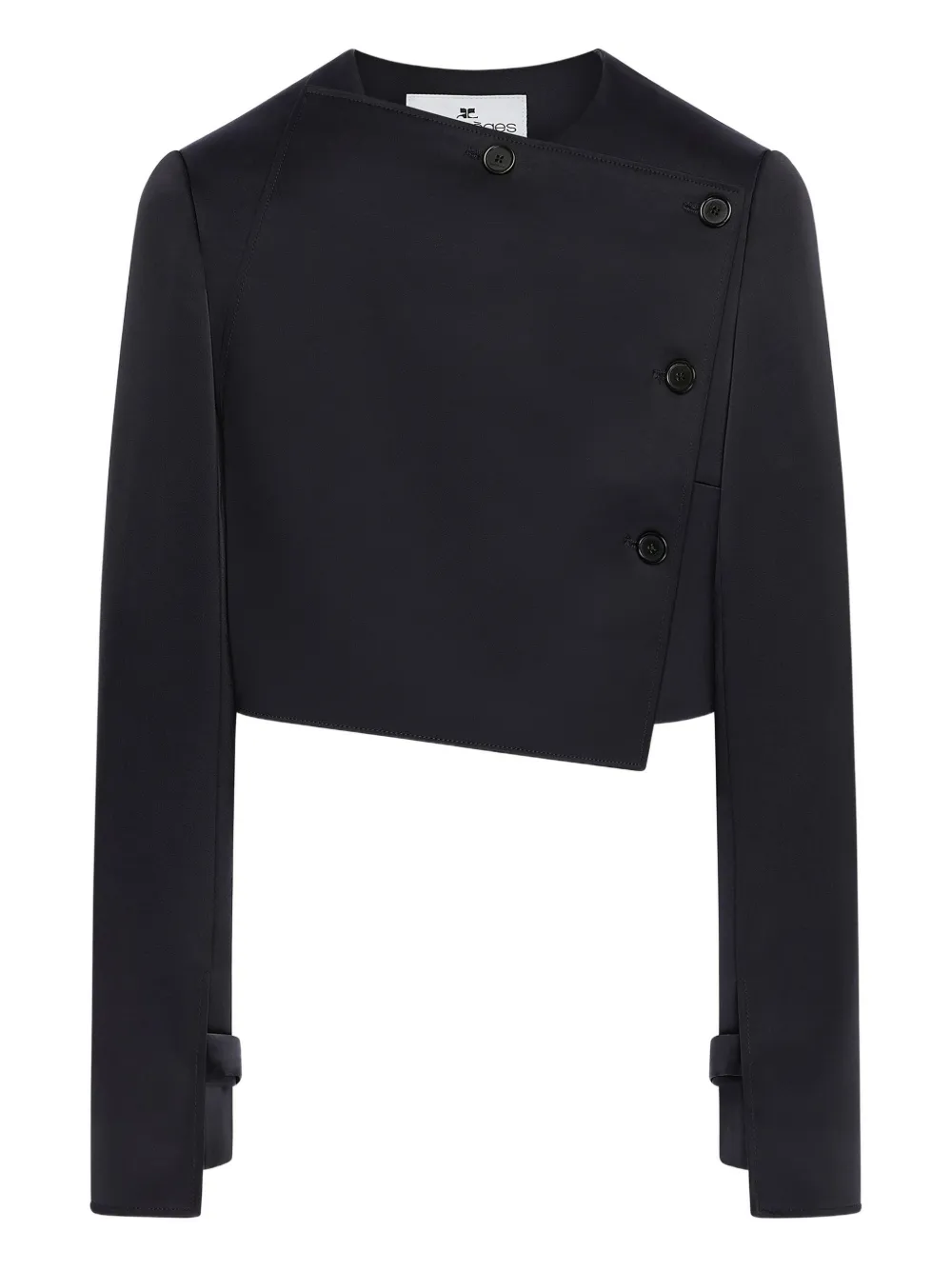 Courrèges Oblique Satin Tailored Jacket In Black