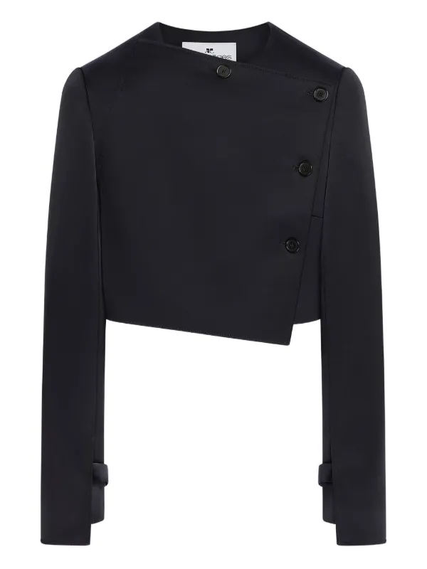 Courrèges Oblique Satin Tailored Jacket in Black
