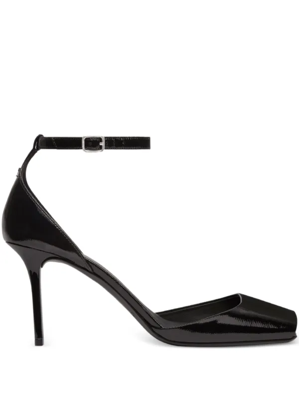 Courrèges Peep Toe Vinyl Pumps in Black