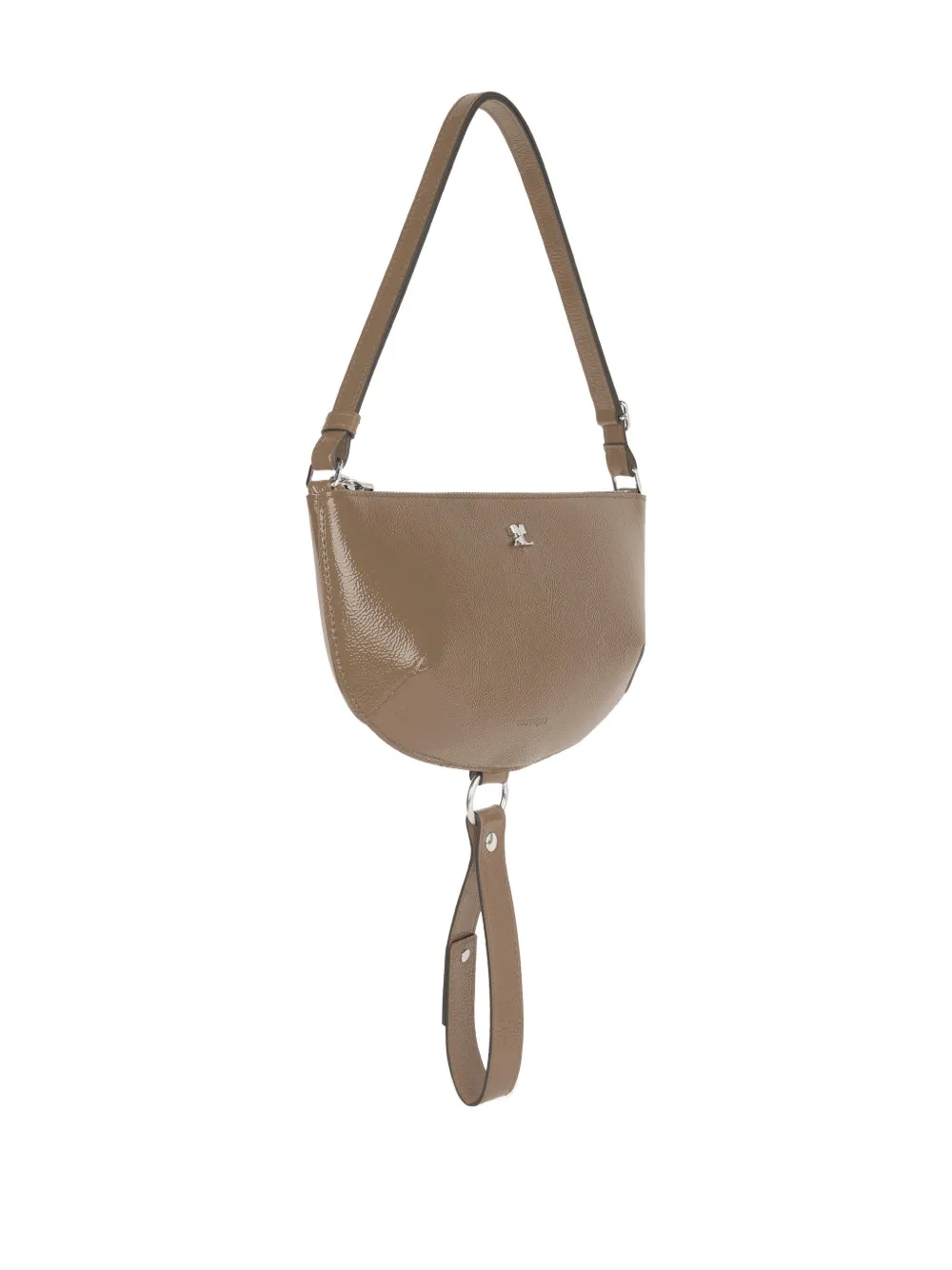 Courrèges Holy Eclipse Leather Shoulder Bag In Brown