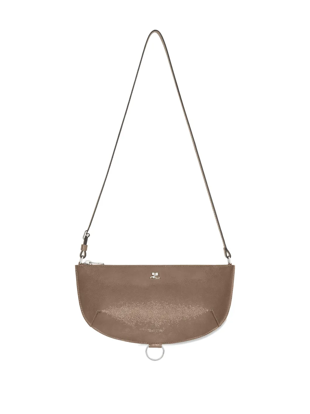 Courrèges Holy Eclipse Leather Shoulder Bag In Brown