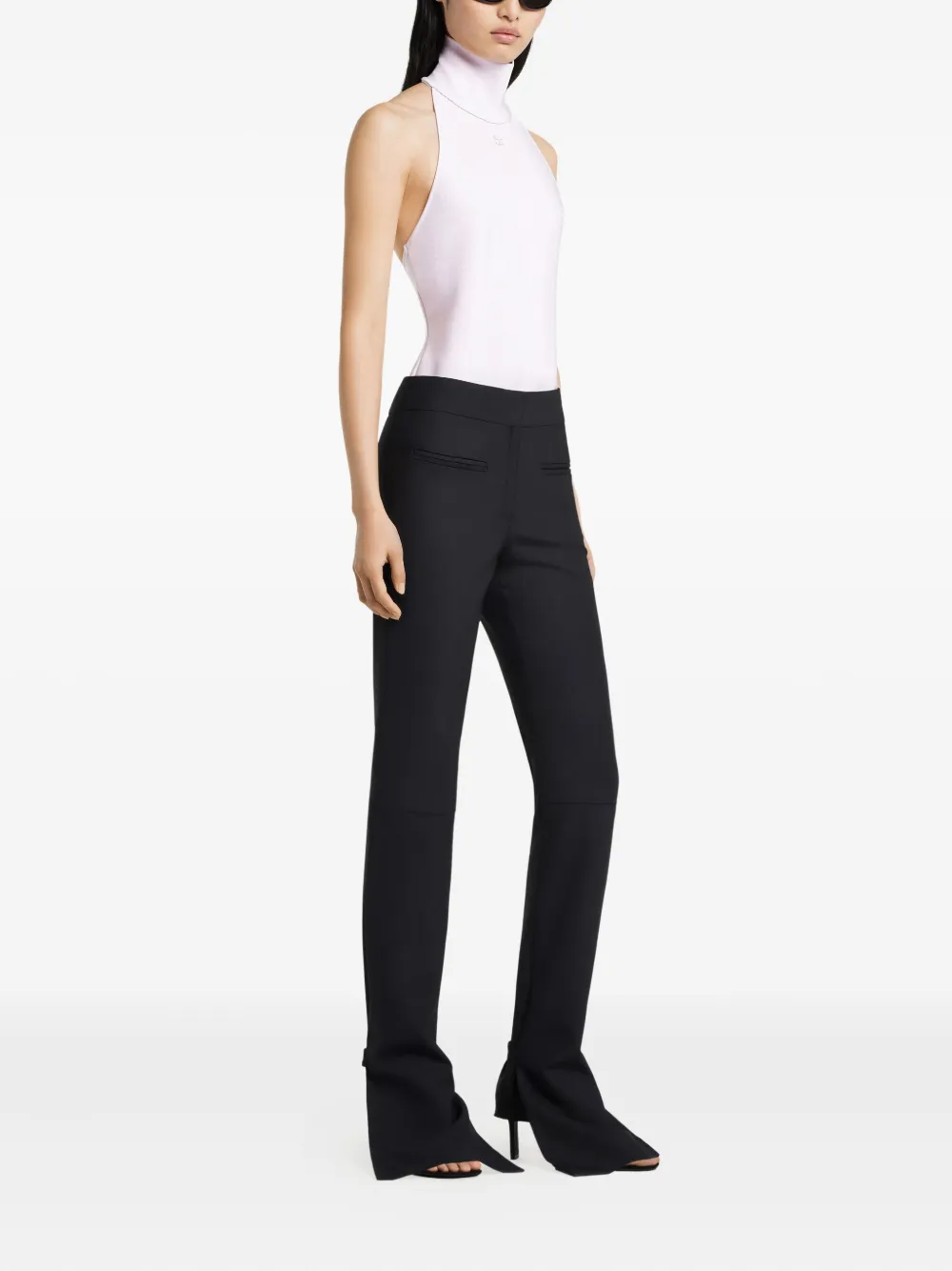 Courrèges Halterneck Embroidered Bodysuit In Pink