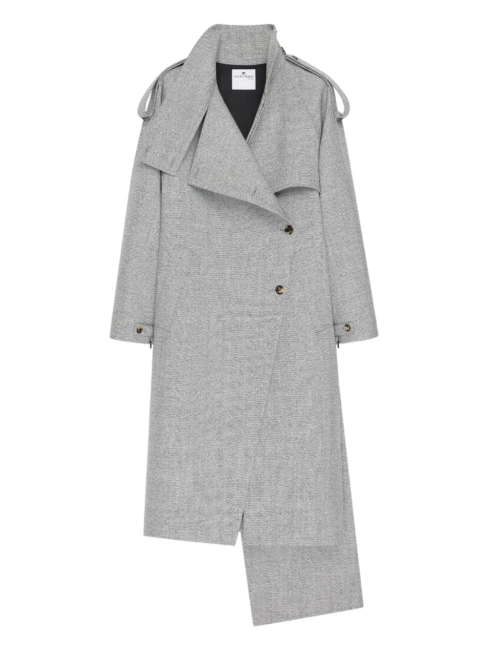 Courrèges Oblique Asymmetric Wool Coat In Gray