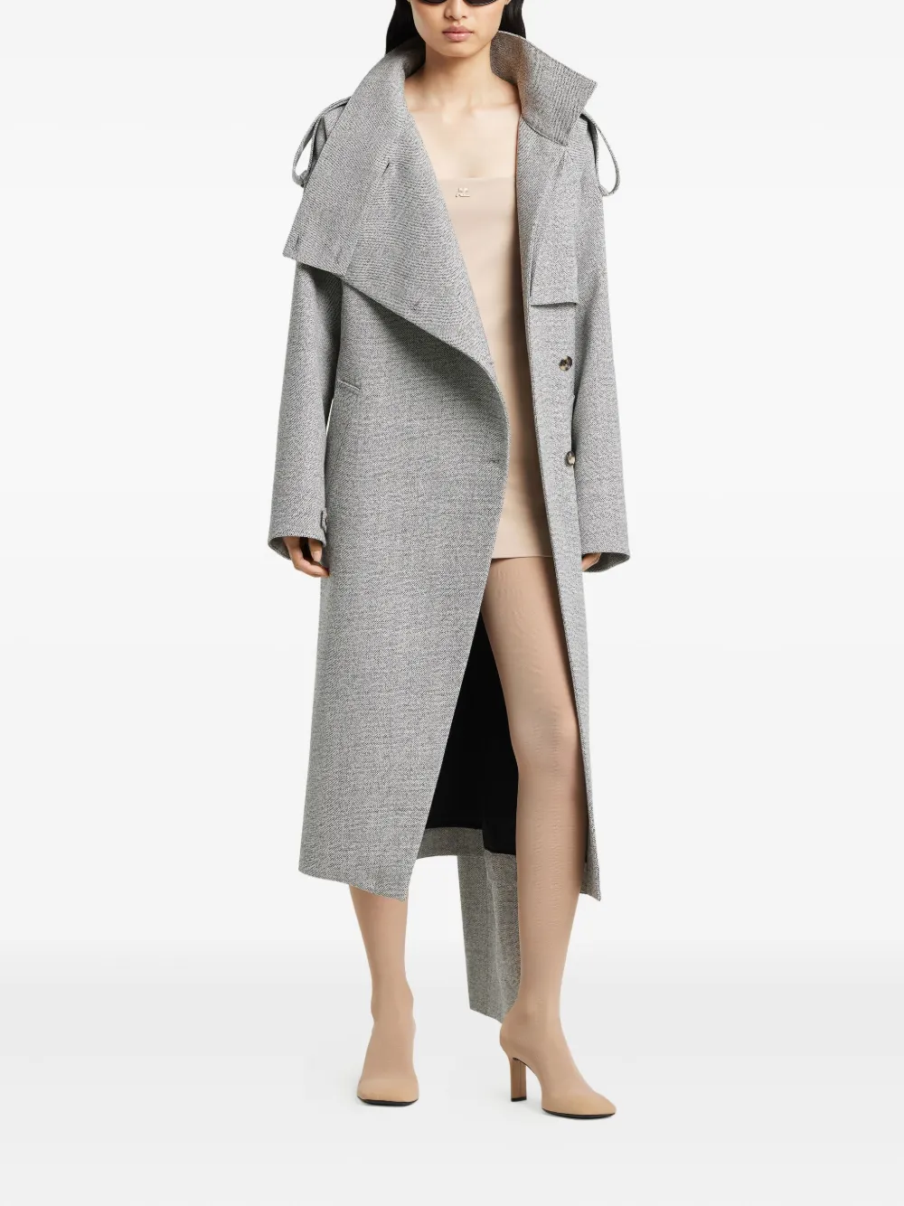 Courrèges Oblique asymmetrische wollen jas - Grijs
