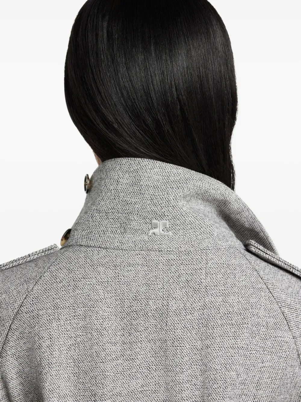 Courrèges Oblique asymmetrische wollen jas Grijs