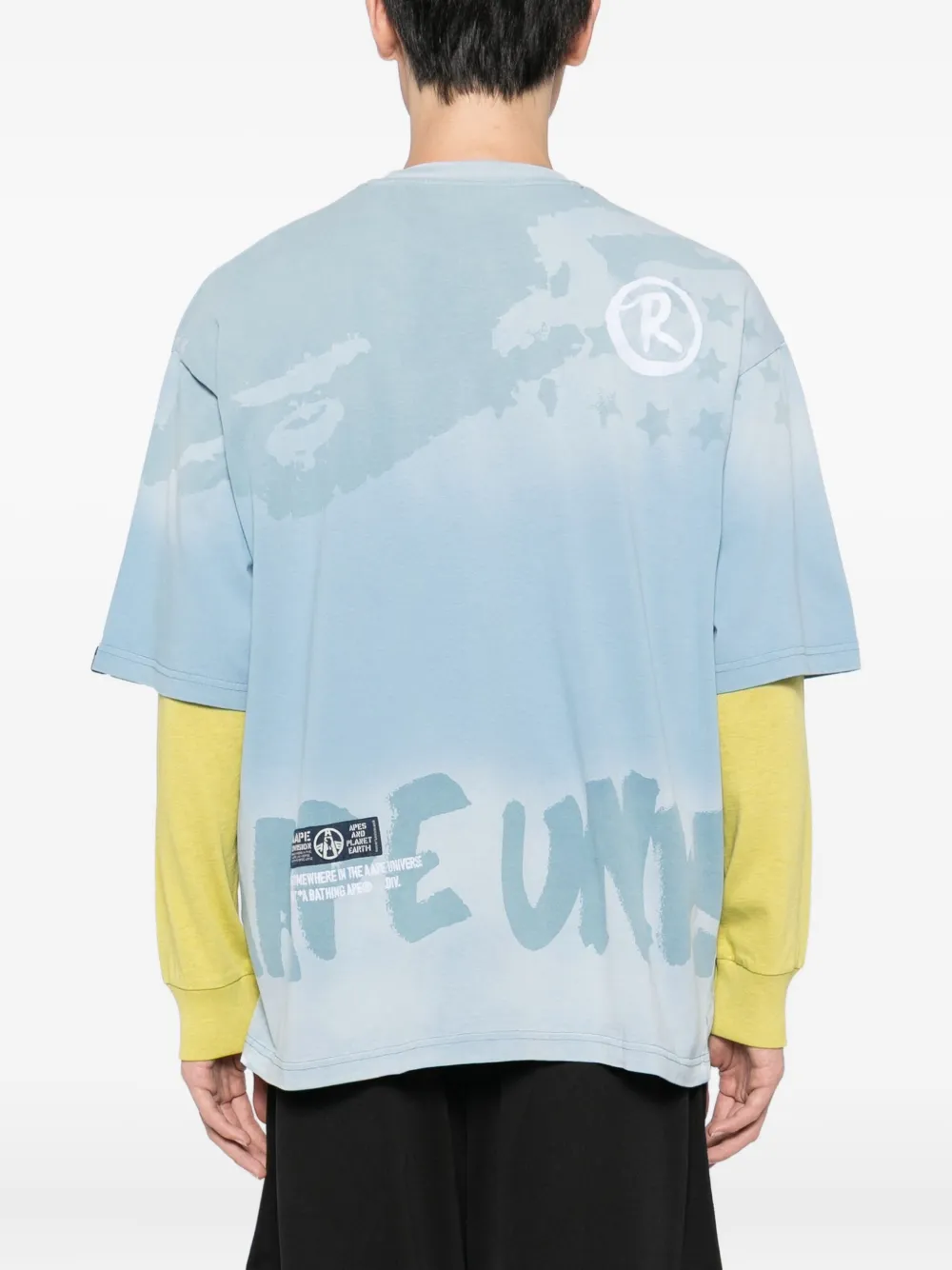AAPE BY *A BATHING APE T-shirt met tie-dye print Blauw