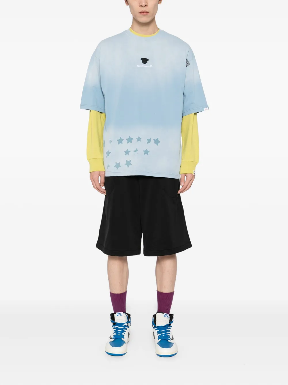 AAPE BY *A BATHING APE T-shirt met tie-dye print - Blauw