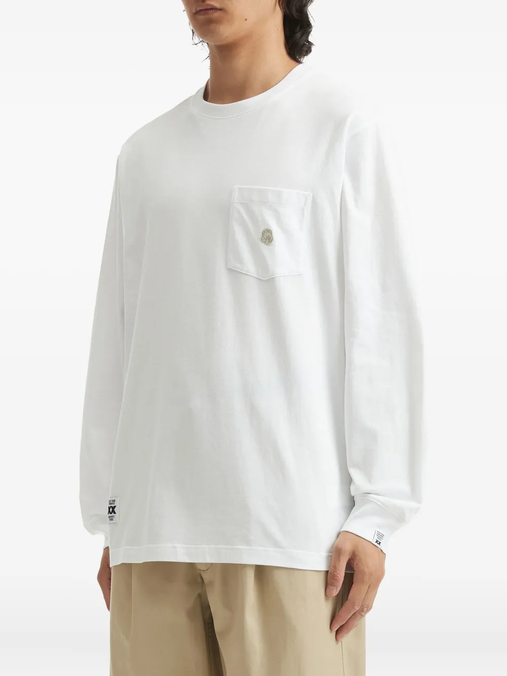 Fingercroxx Detailed-pocket Long-sleeved T-shirt In White