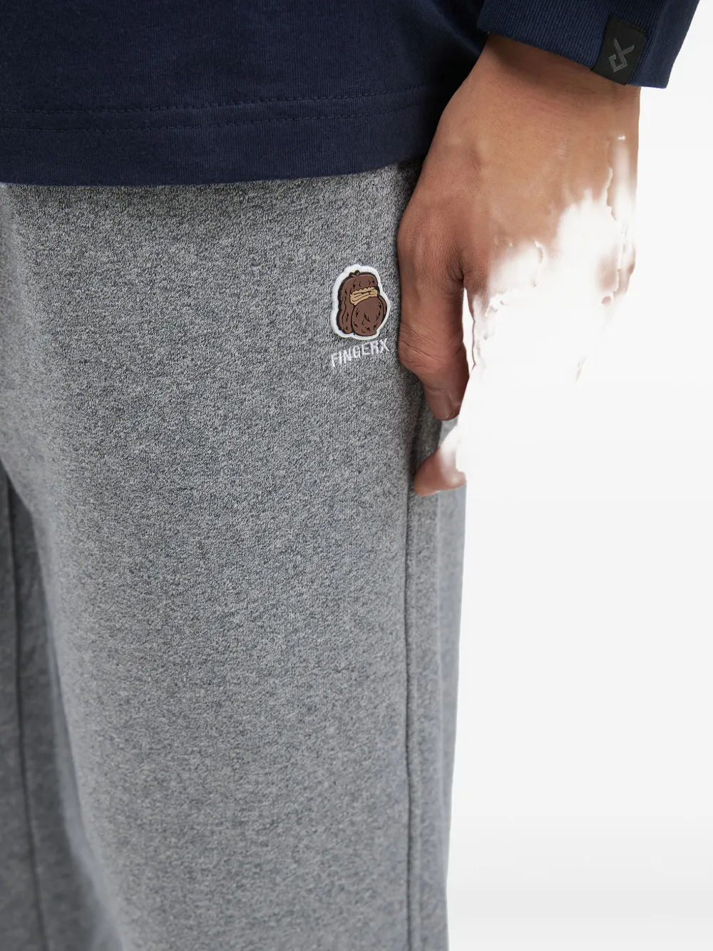 Fingercroxx Logo-patch Cuffed Joggers In Gray