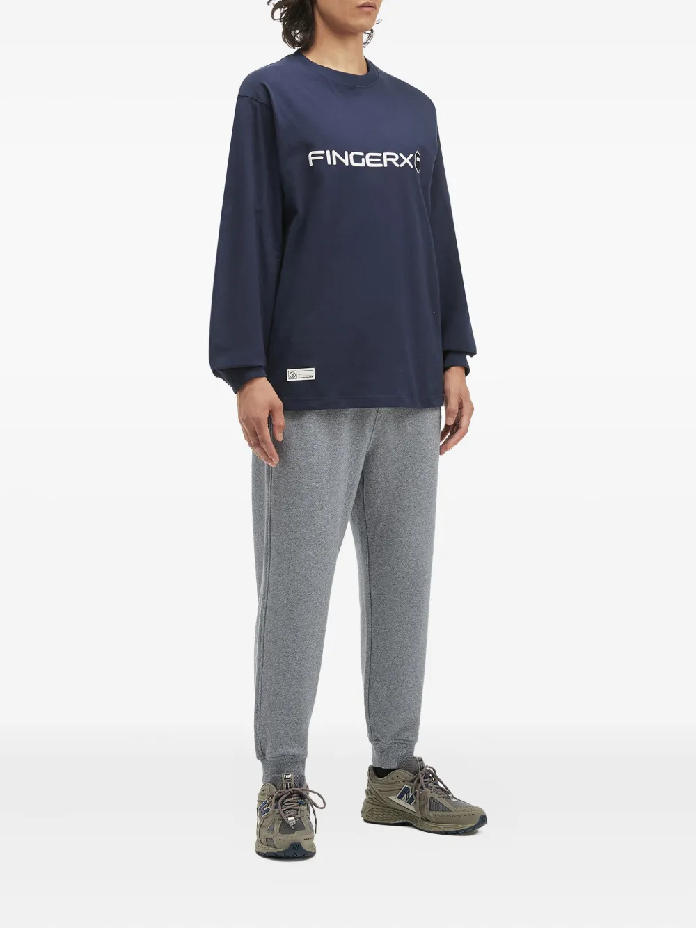 FINGERCROXX Joggingbroek met logopatch en cuffs - Grijs