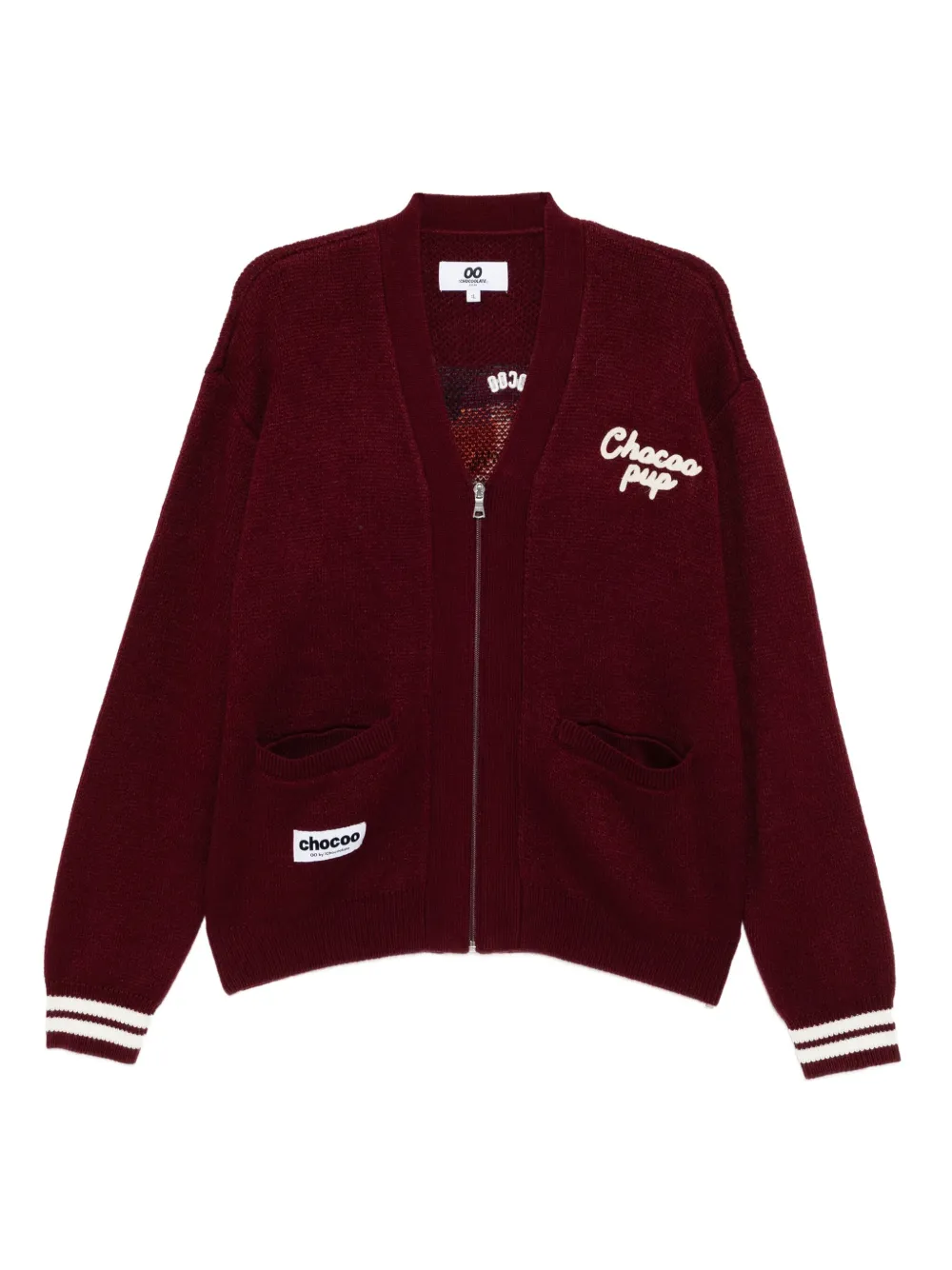 CHOCOOLATE intarsia-knit cardigan | Red | Image 1