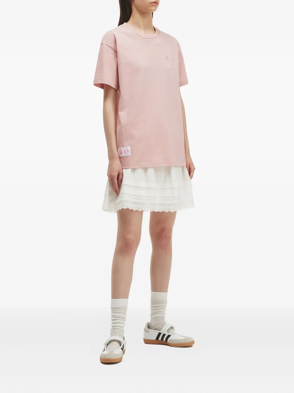 Fingercroxx Embroidered Cotton T-shirt In Pink
