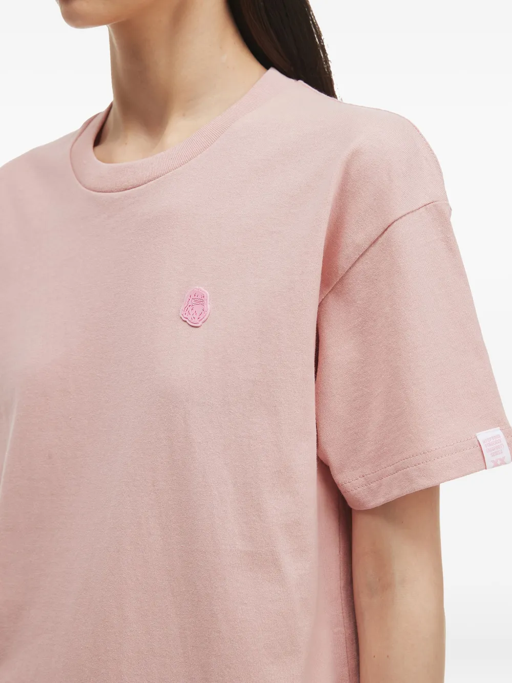 Fingercroxx Embroidered Cotton T-shirt In Pink