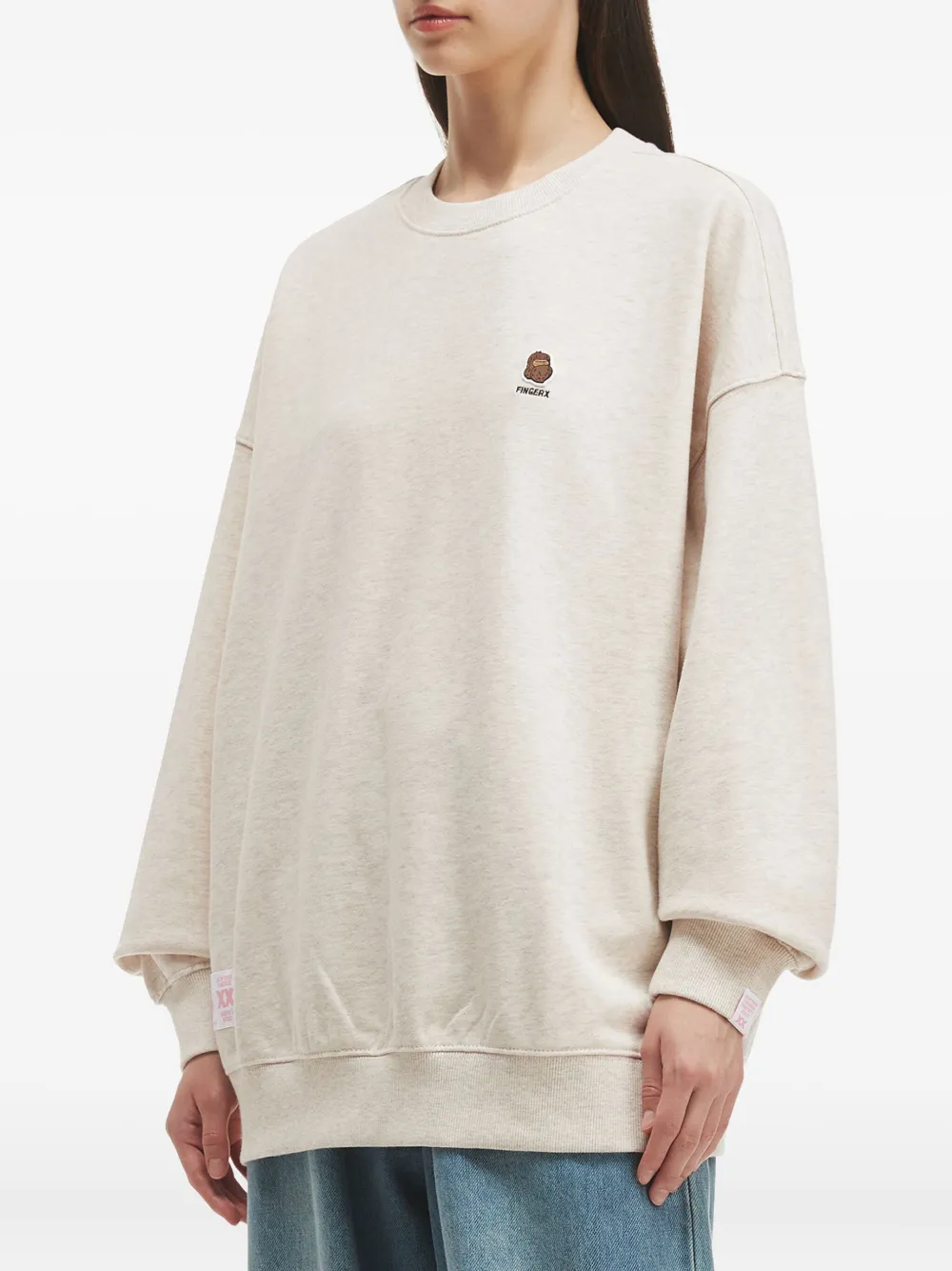 Fingercroxx Logo-patch Cotton Sweatshirt In Neutral