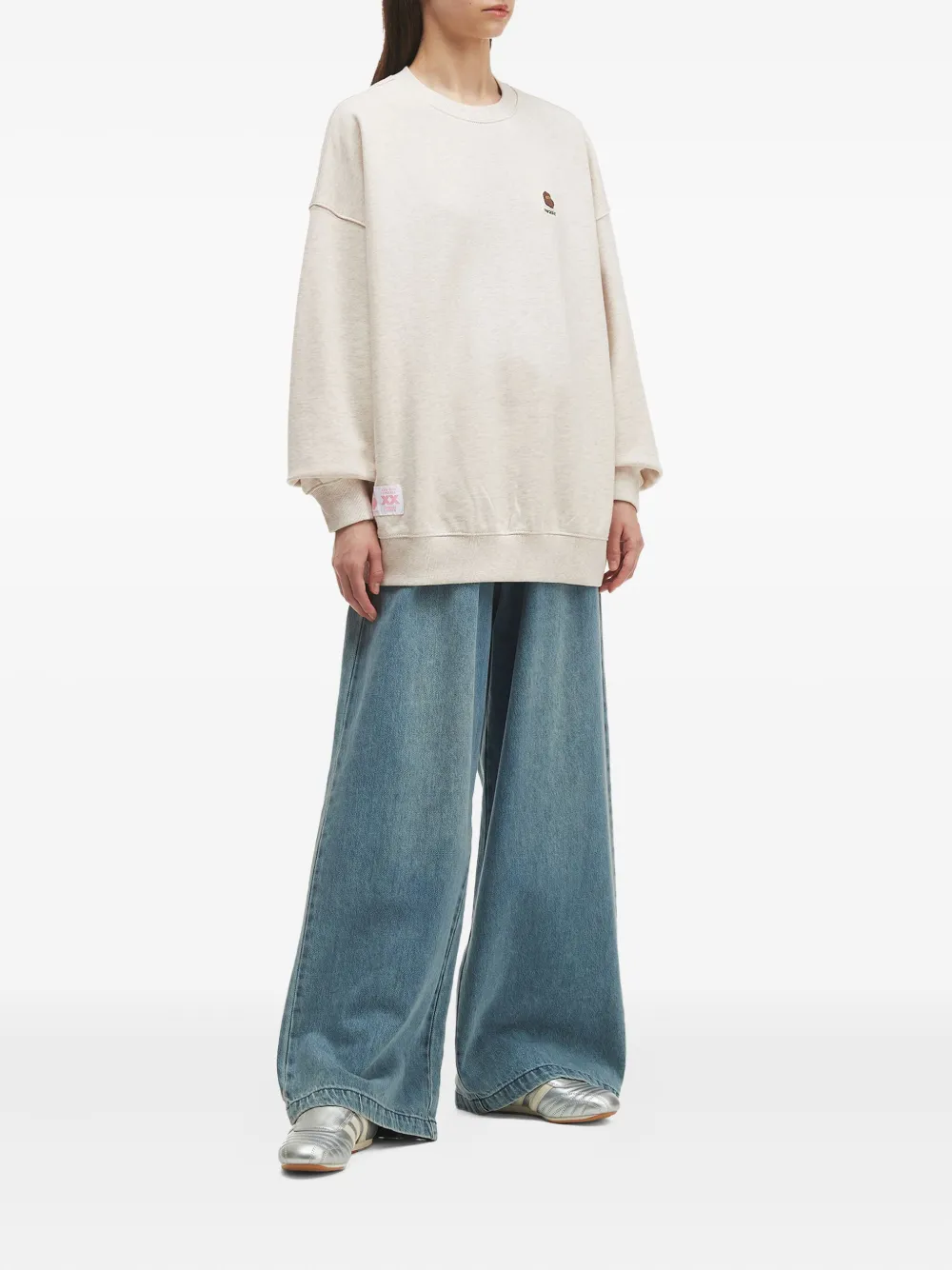 Fingercroxx Logo-patch Cotton Sweatshirt In Neutral