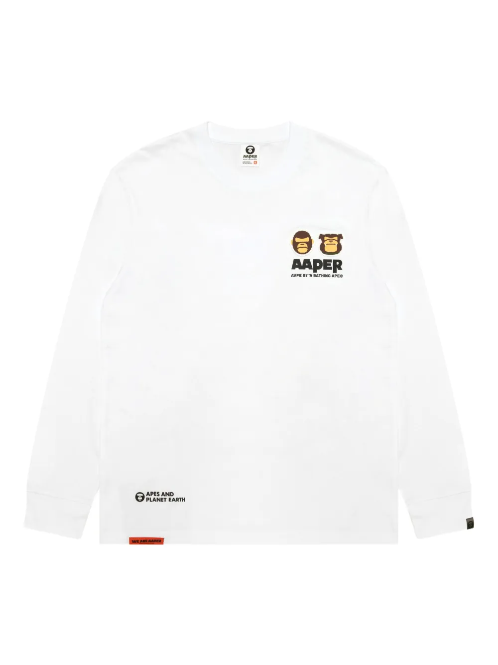AAPE BY *A BATHING APE Aape Head T-shirt met lange mouwen Wit