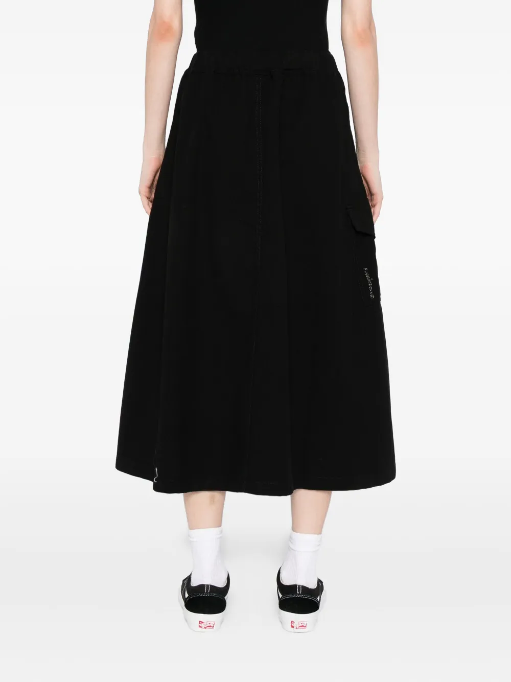 Fingercroxx Side-pocket Midi Skirt In Black