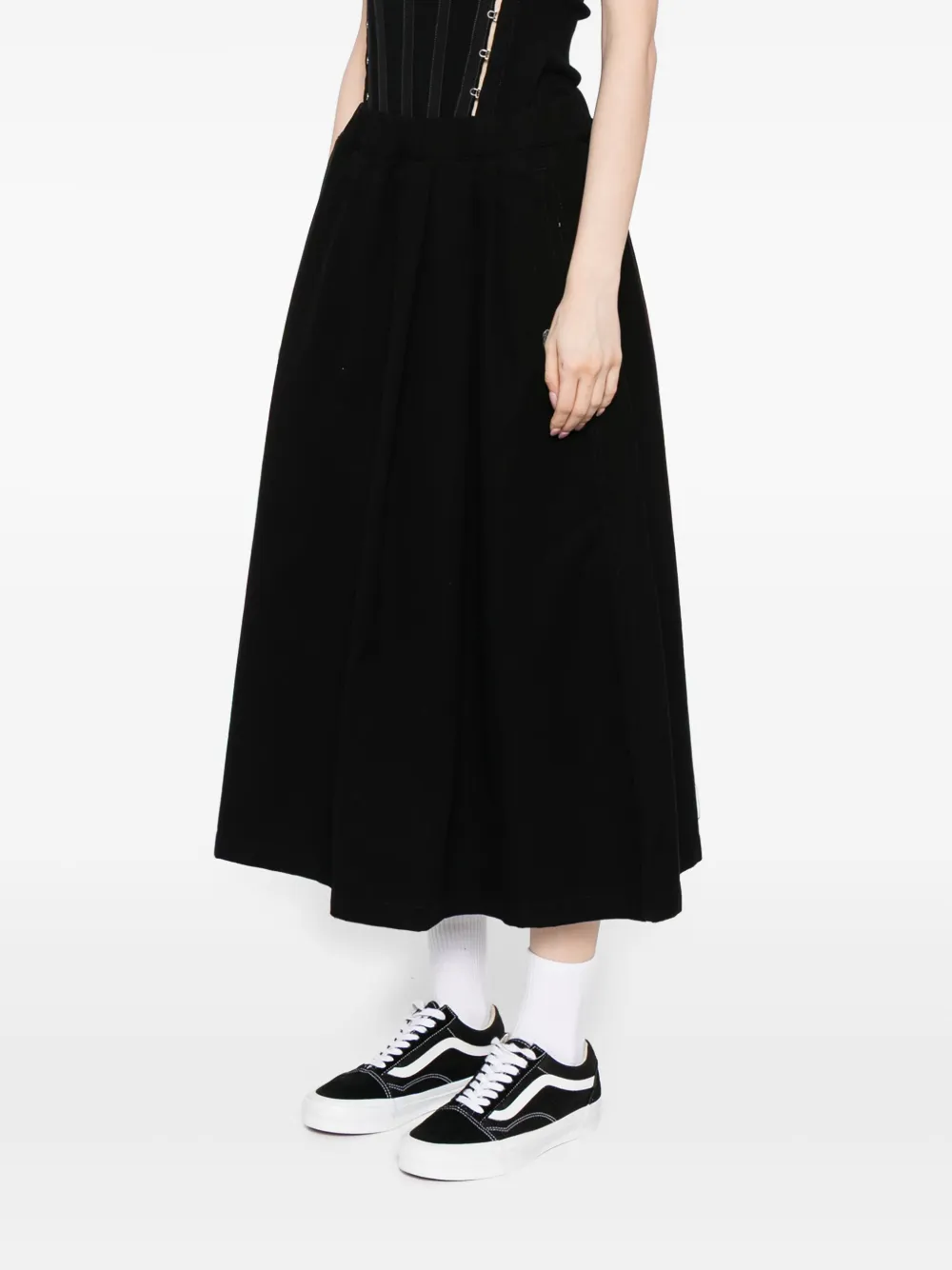 Fingercroxx Side-pocket Midi Skirt In Black