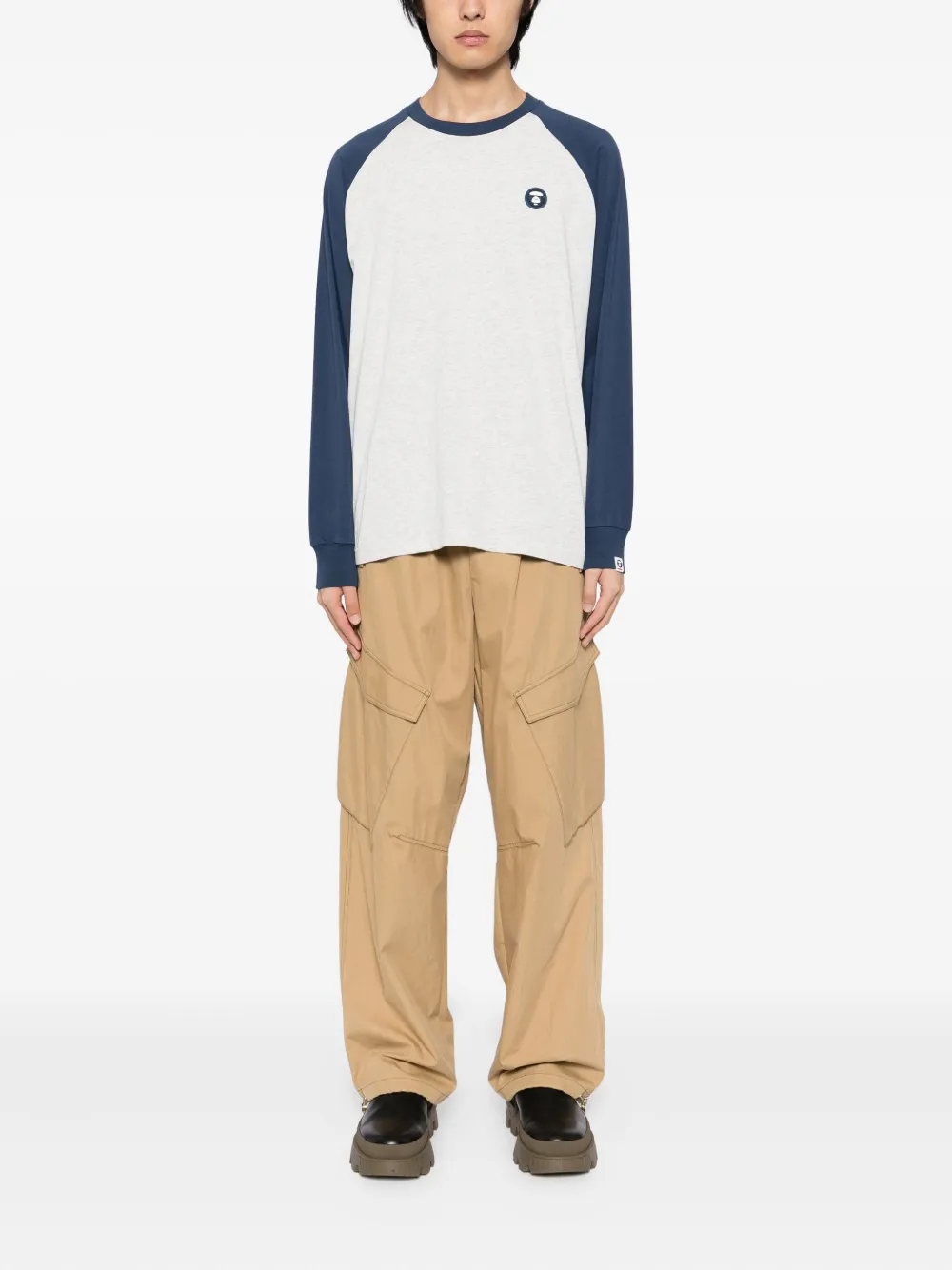 AAPE BY *A BATHING APE Katoenen T-shirt met logo-applicatie - Grijs