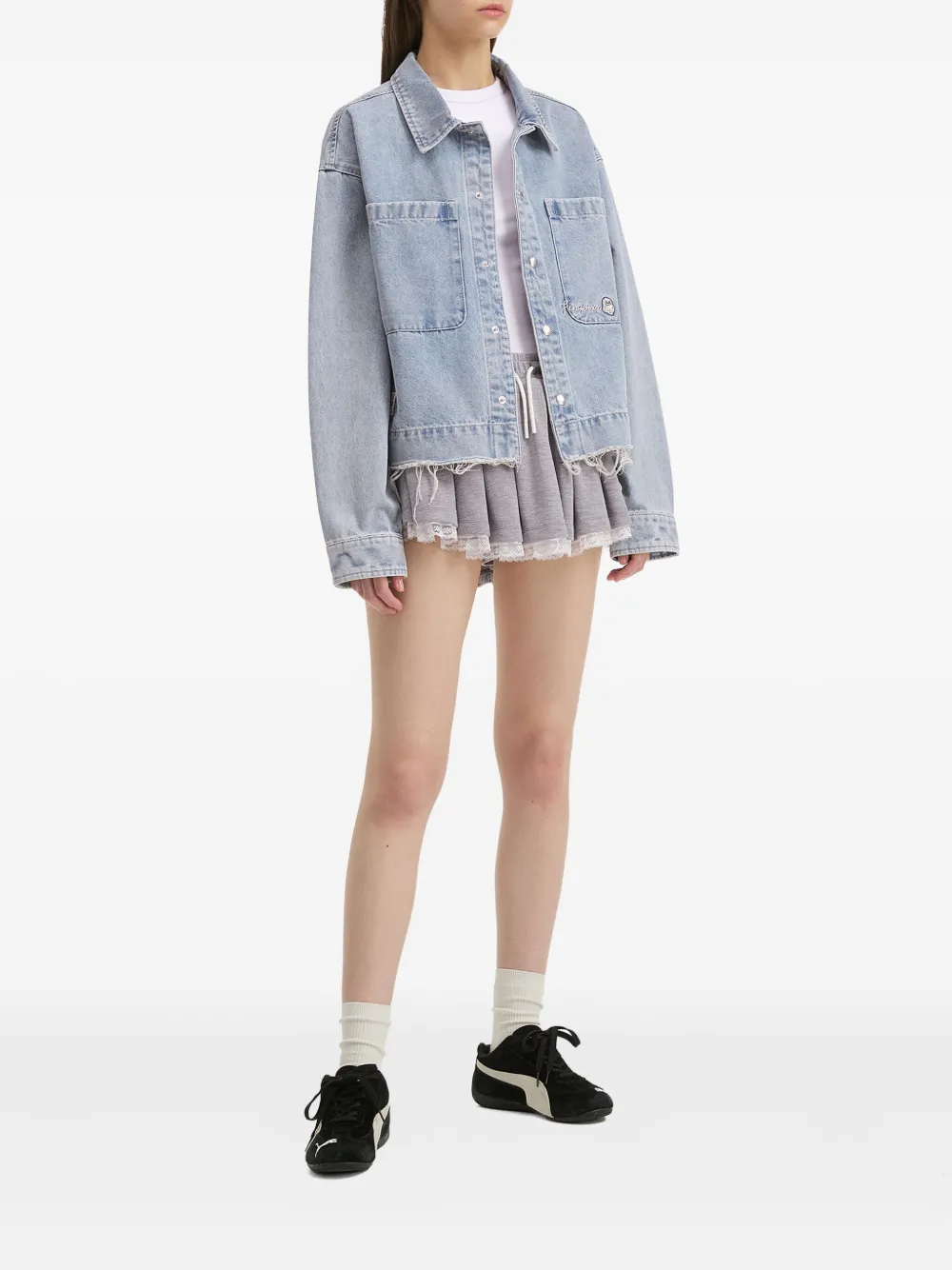 FINGERCROXX frayed-hem embroidered denim jacket | Denim Jackets | Image 2