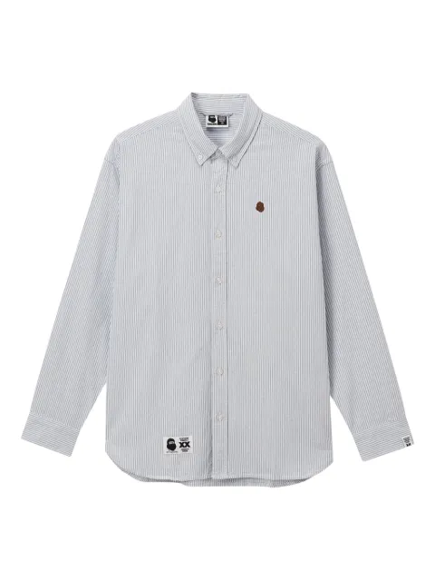 FINGERCROXX striped logo-patch shirt