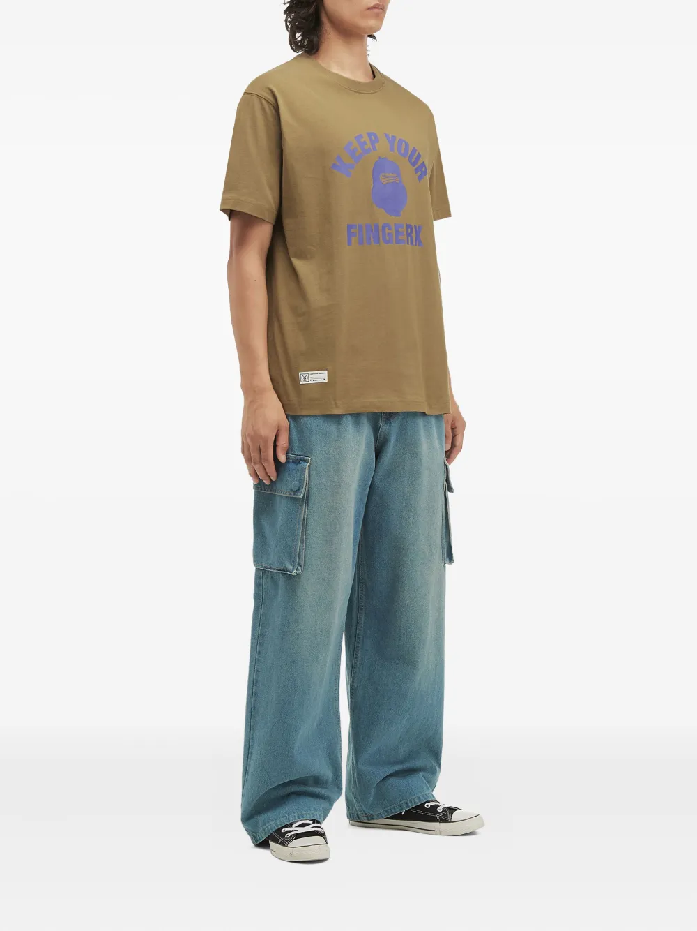 FINGERCROXX T-shirt met grafische print - Bruin