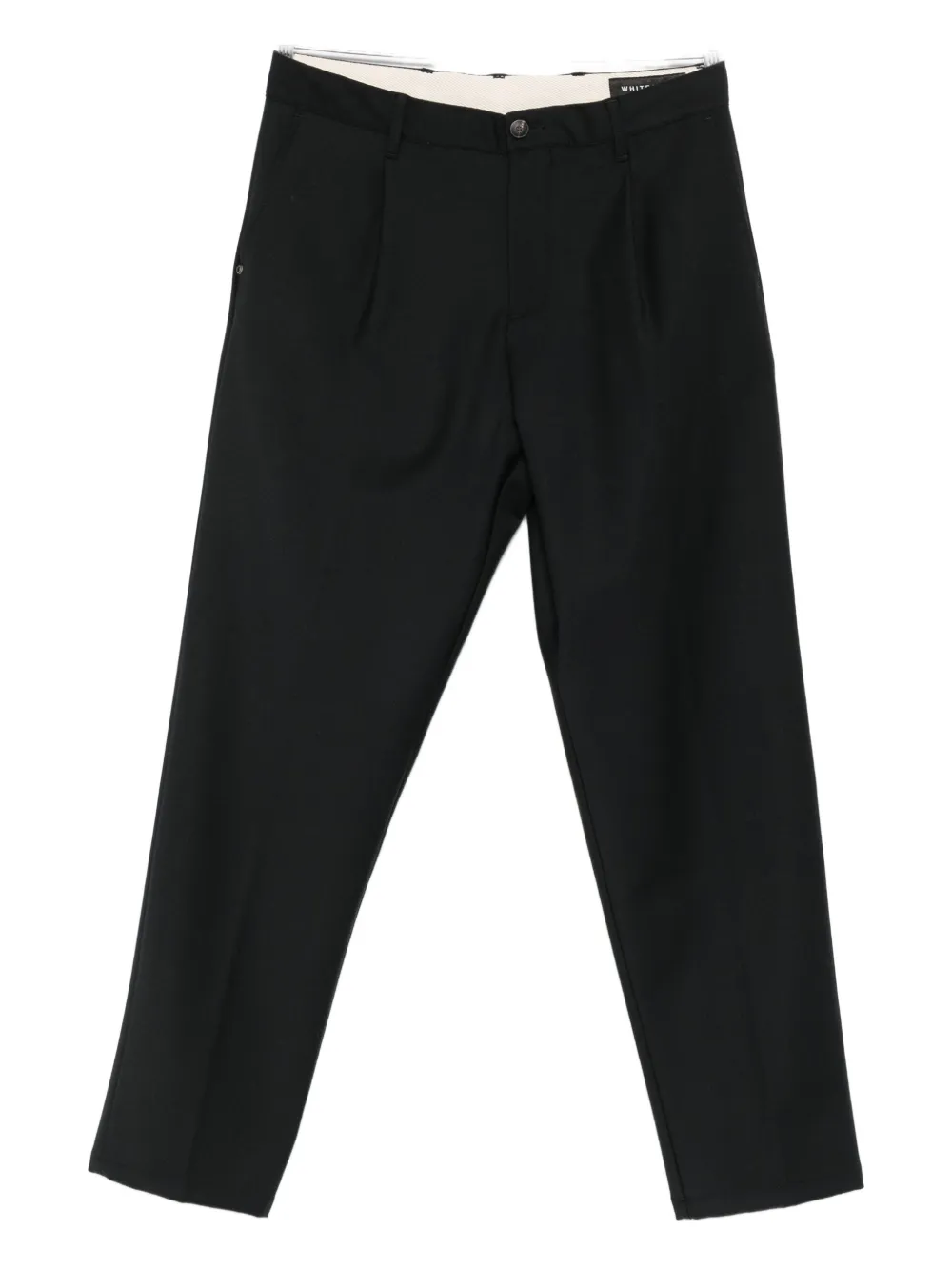 White Sand Straight-leg Tailored Trousers With Classic Waistband In Black