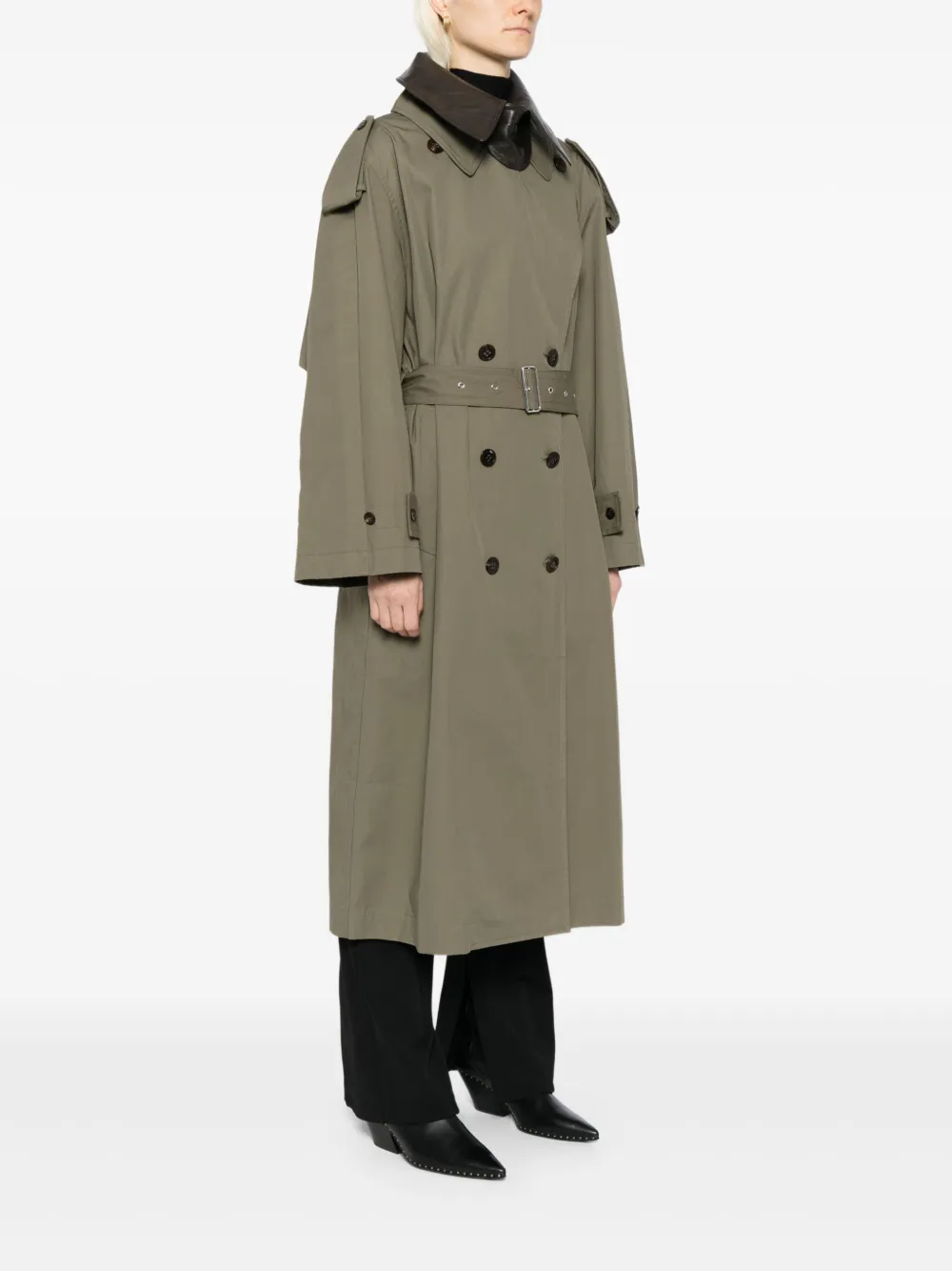 Less Double-breasted Coat In Green