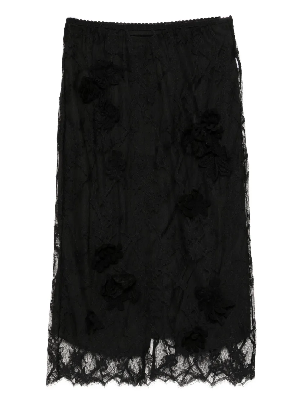 Jnby Lace Midi Waist Skirt In Black