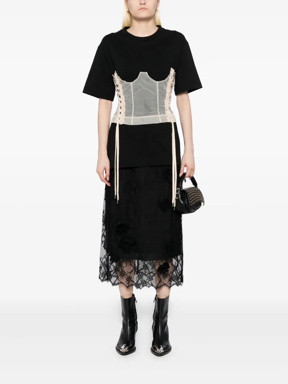 JNBY Midi-rok met kanten taille - Zwart