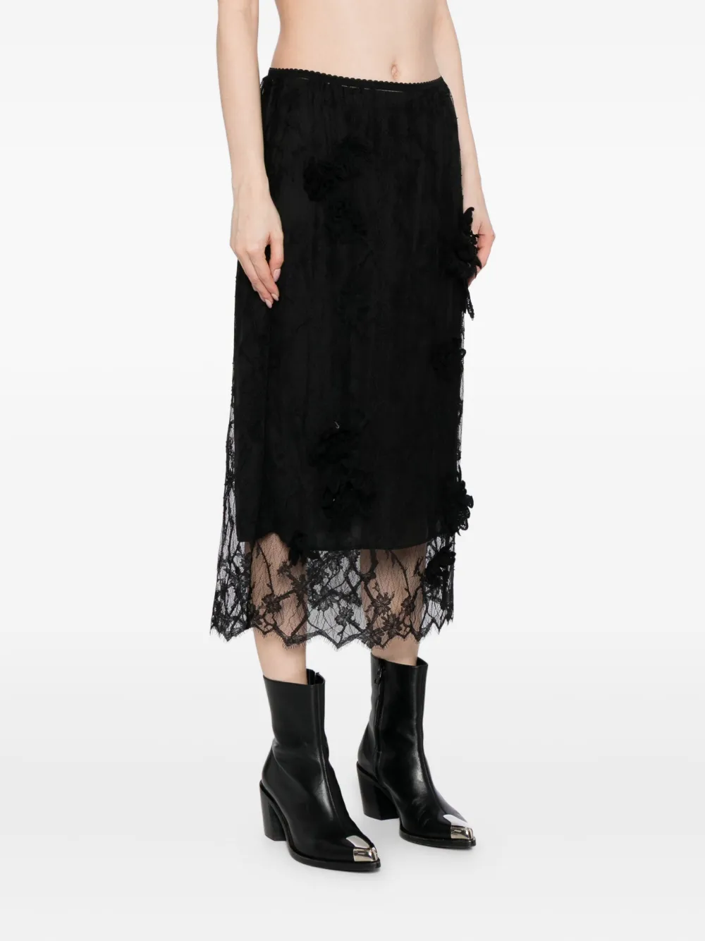 JNBY Midi-rok met kanten taille Zwart