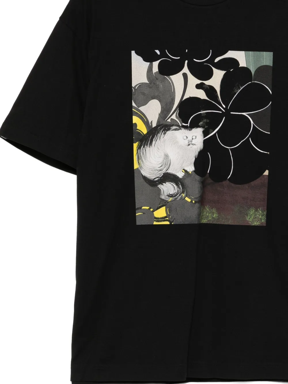 Jnby Cat-printed T-shirt In Black