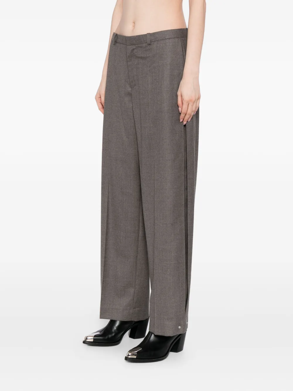 Jnby Wool Jacquard Trousers In Gray