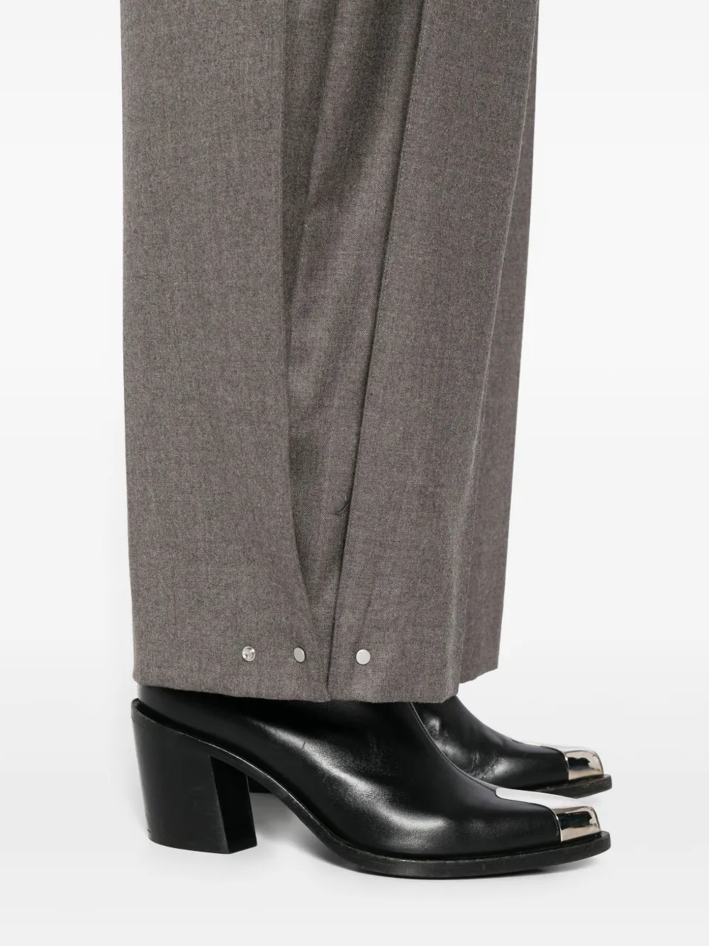 Jnby Wool Jacquard Trousers In Gray