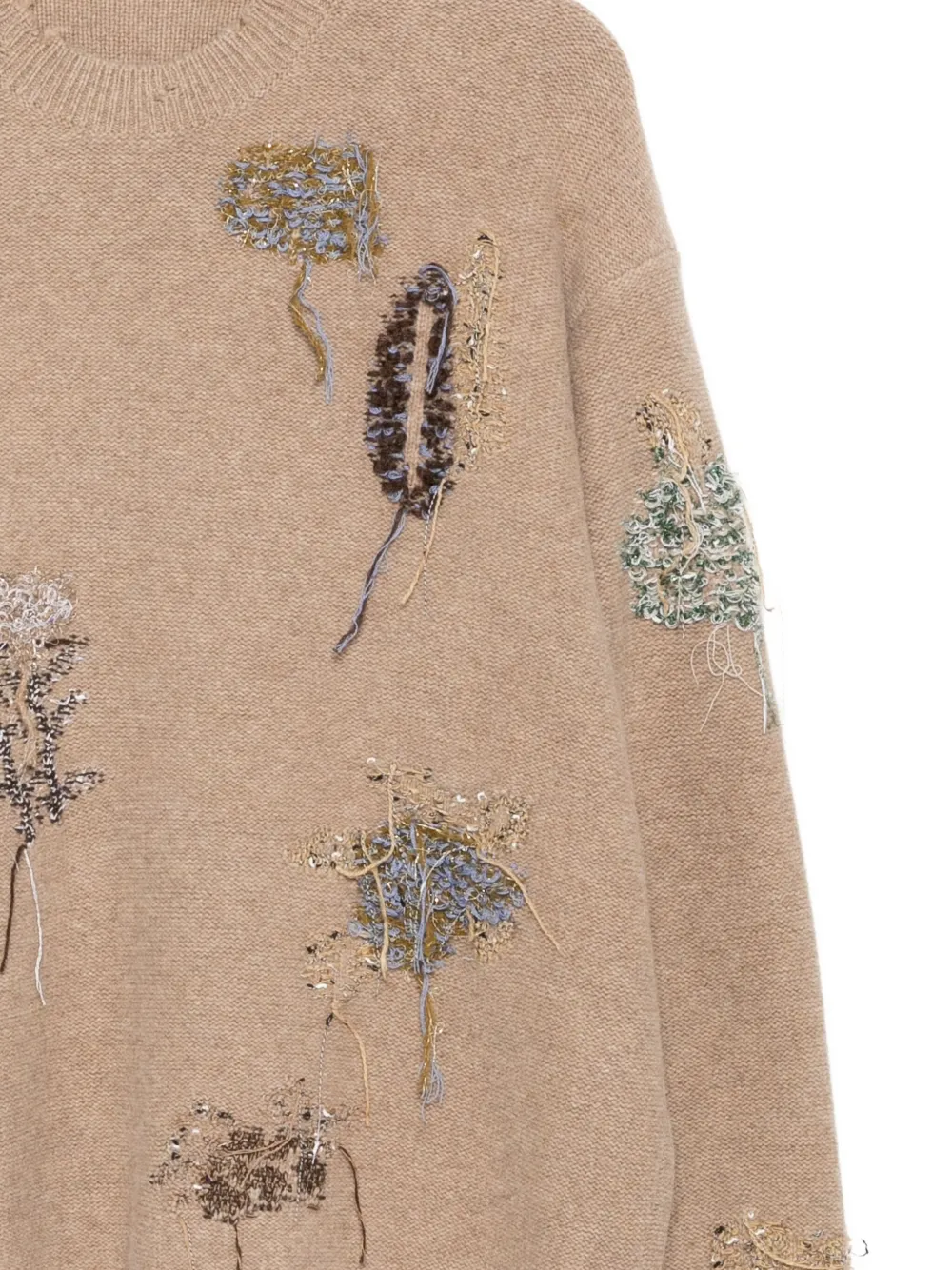 Jnby Botanical Long-sleeved Sweater In Brown