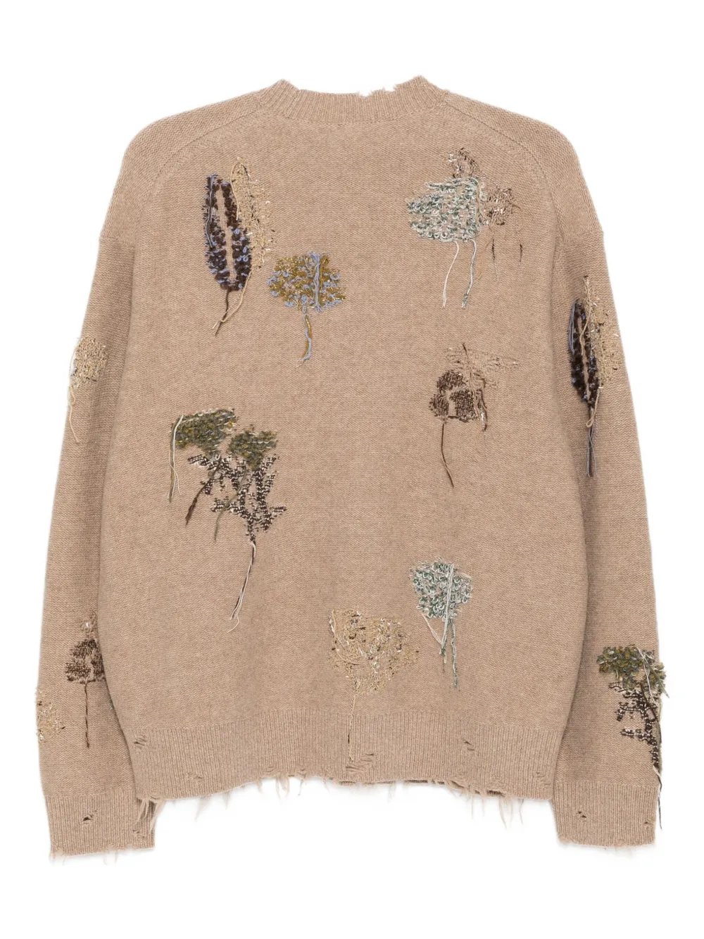Jnby Botanical Long-sleeved Sweater In Brown