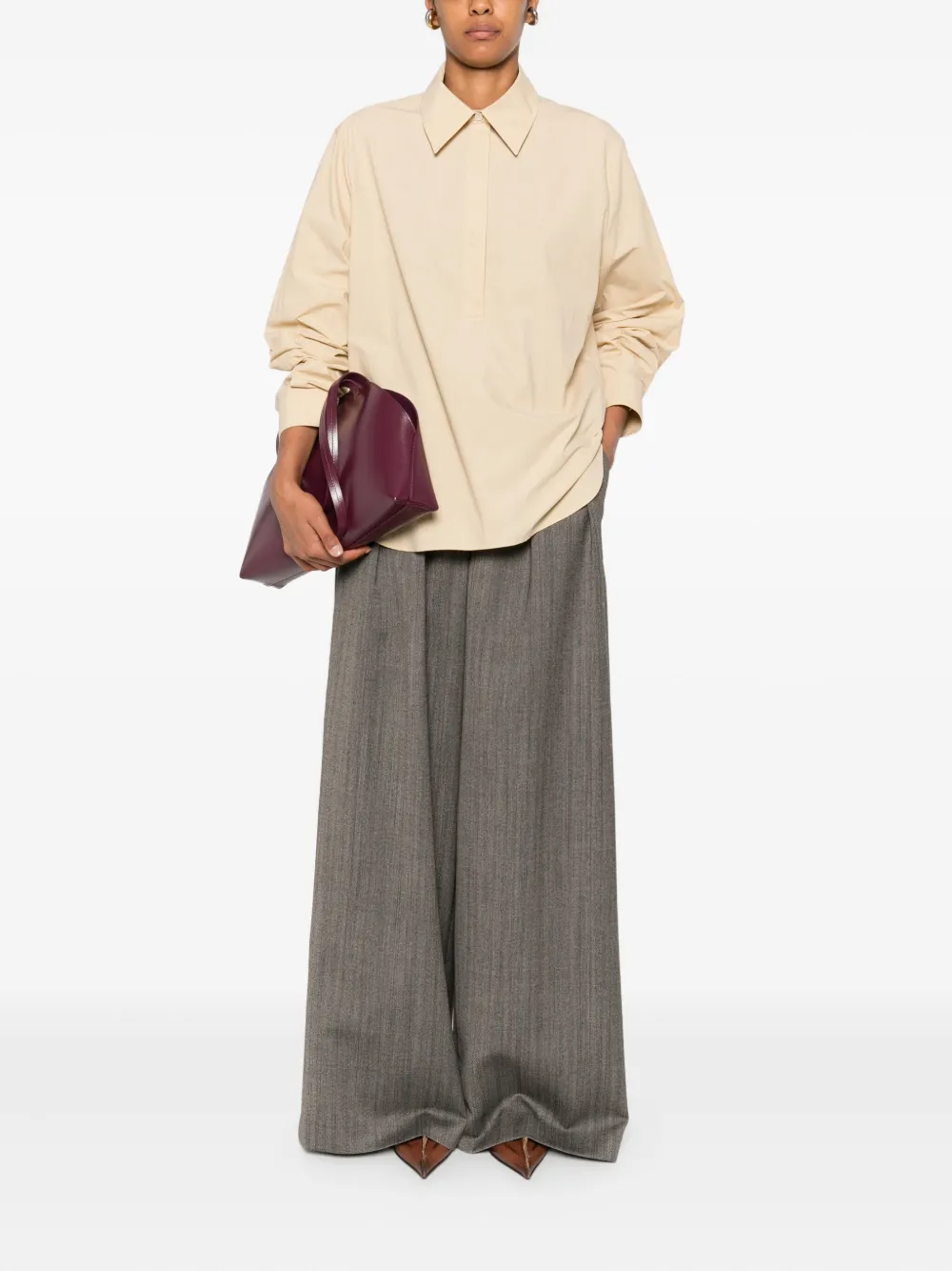 The Row Margan blouse met gewelfde afwerking en lange mouwen - Beige