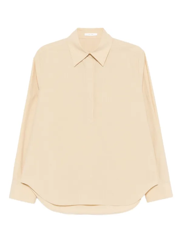 The Row Margan Long-sleeve Curved Hem Shirt in Neutrals