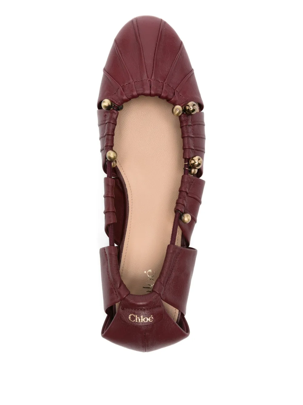 Pre-owned Chloé Luna Naked Ballet Flats In Red