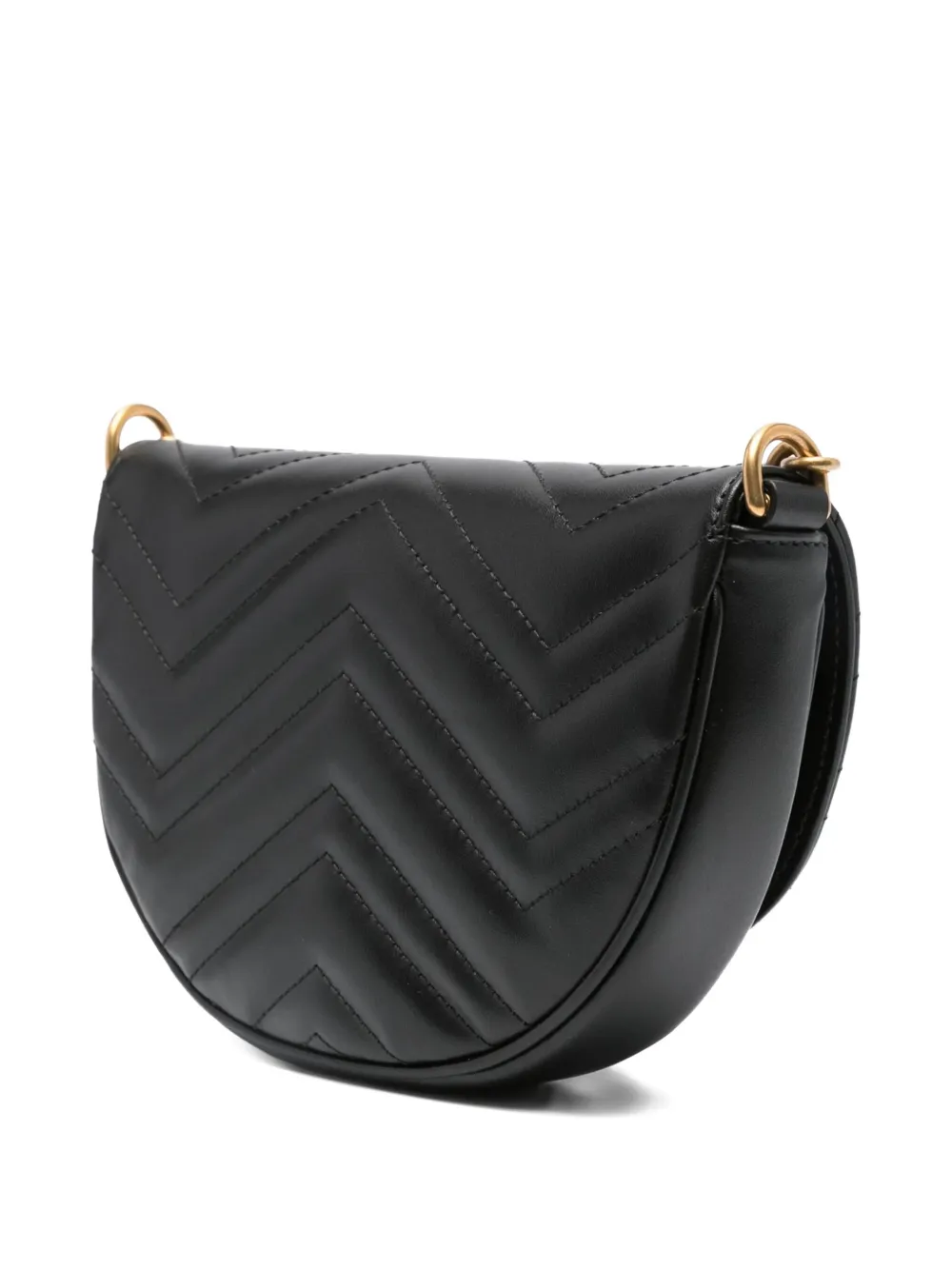 Pre-owned Gucci Marmont Chevron-quilted Crossbody Bag In Black