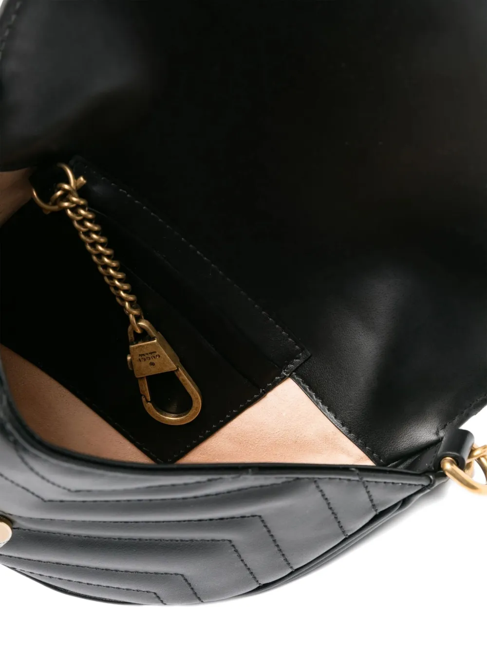 Pre-owned Gucci Marmont Chevron-quilted Crossbody Bag In Black