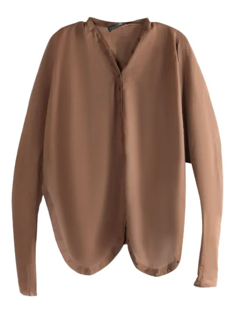 Cortana button-detailed curved-hem shirt