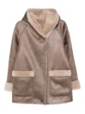 Urbancode hooded shearling-trimmed coat - Brown