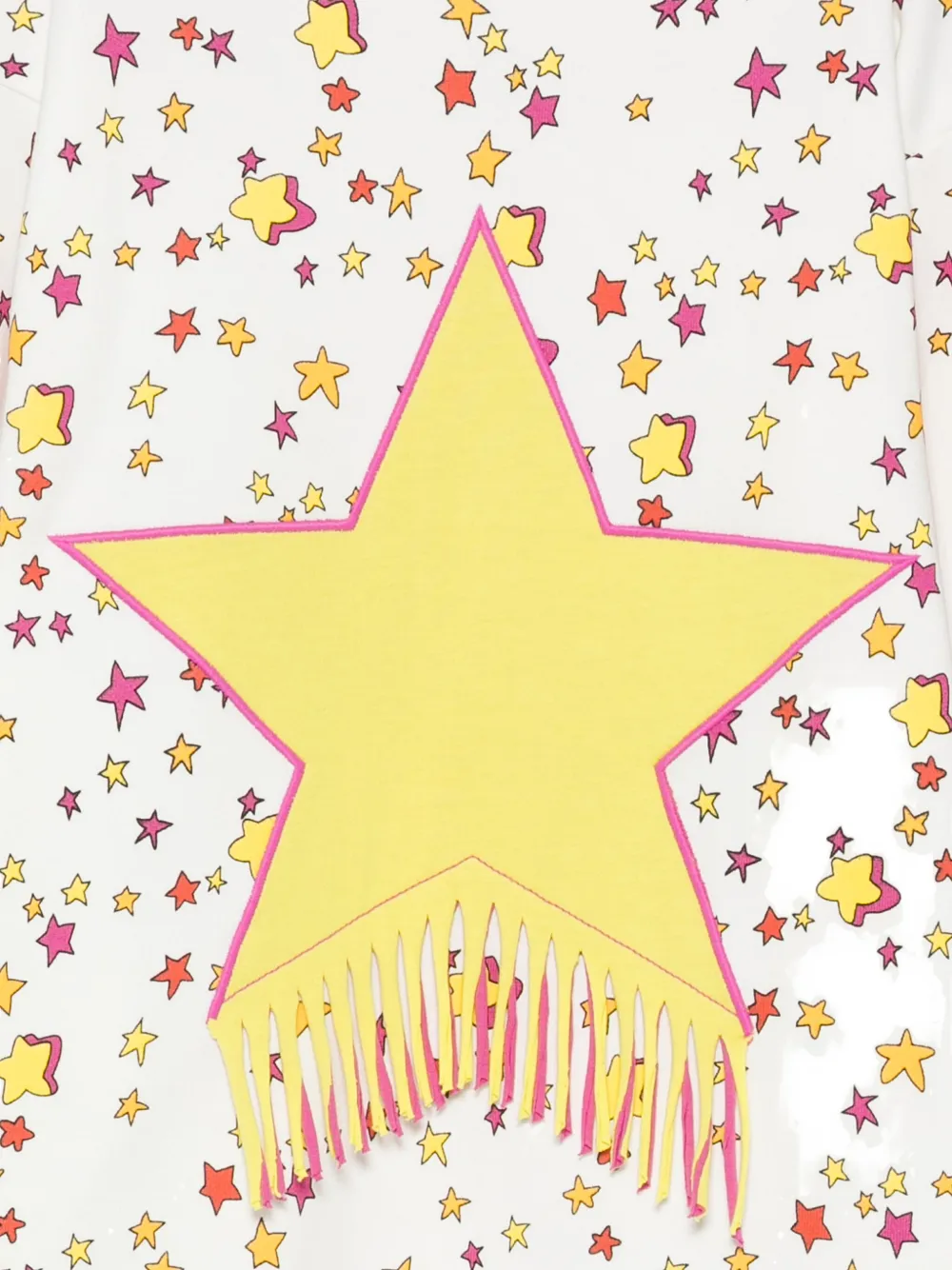 Stella McCartney Kids Jurk met sterrenprint en franje Wit