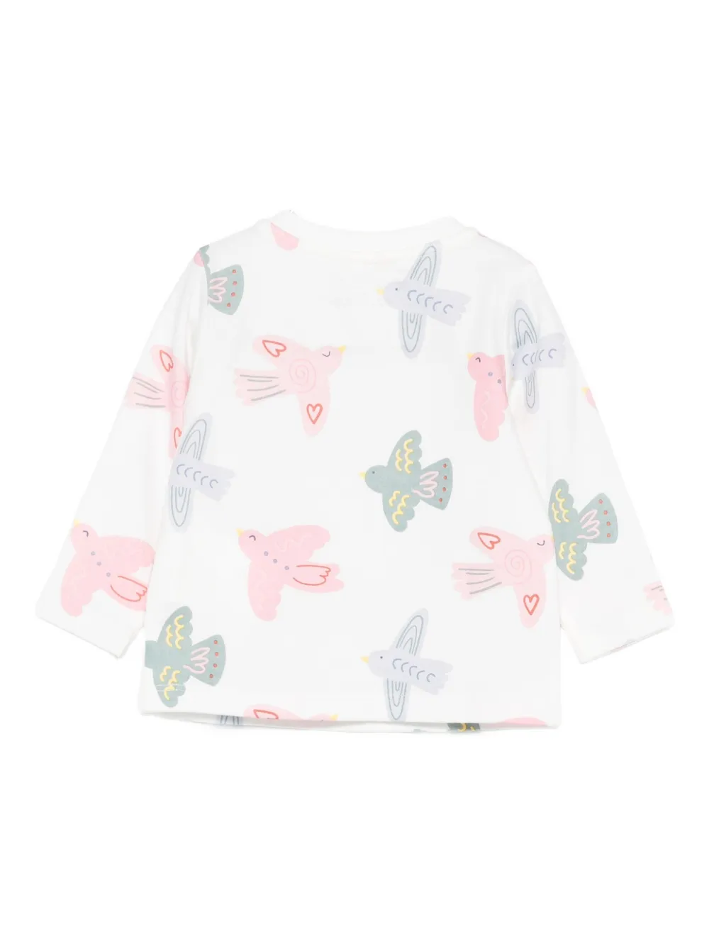 Stella McCartney Kids bird-print long-sleeve T-shirt Wit