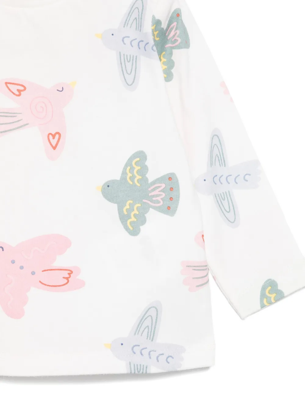 Stella McCartney Kids bird-print long-sleeve T-shirt Wit