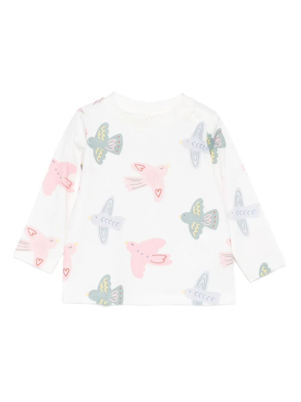 Stella McCartney Kids bird-print long-sleeve T-shirt Wit