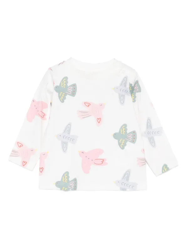 Stella McCartney Kids bird-print long-sleeve T-shirt White FARFETCH IN