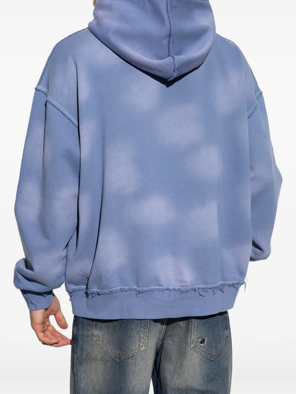 MISBHV Hoodie met franje afwerking en print Blauw