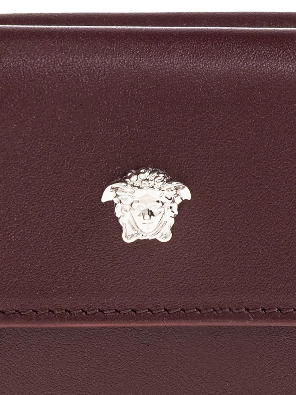 Versace Medusa-head Leather Wallet In Burgundy